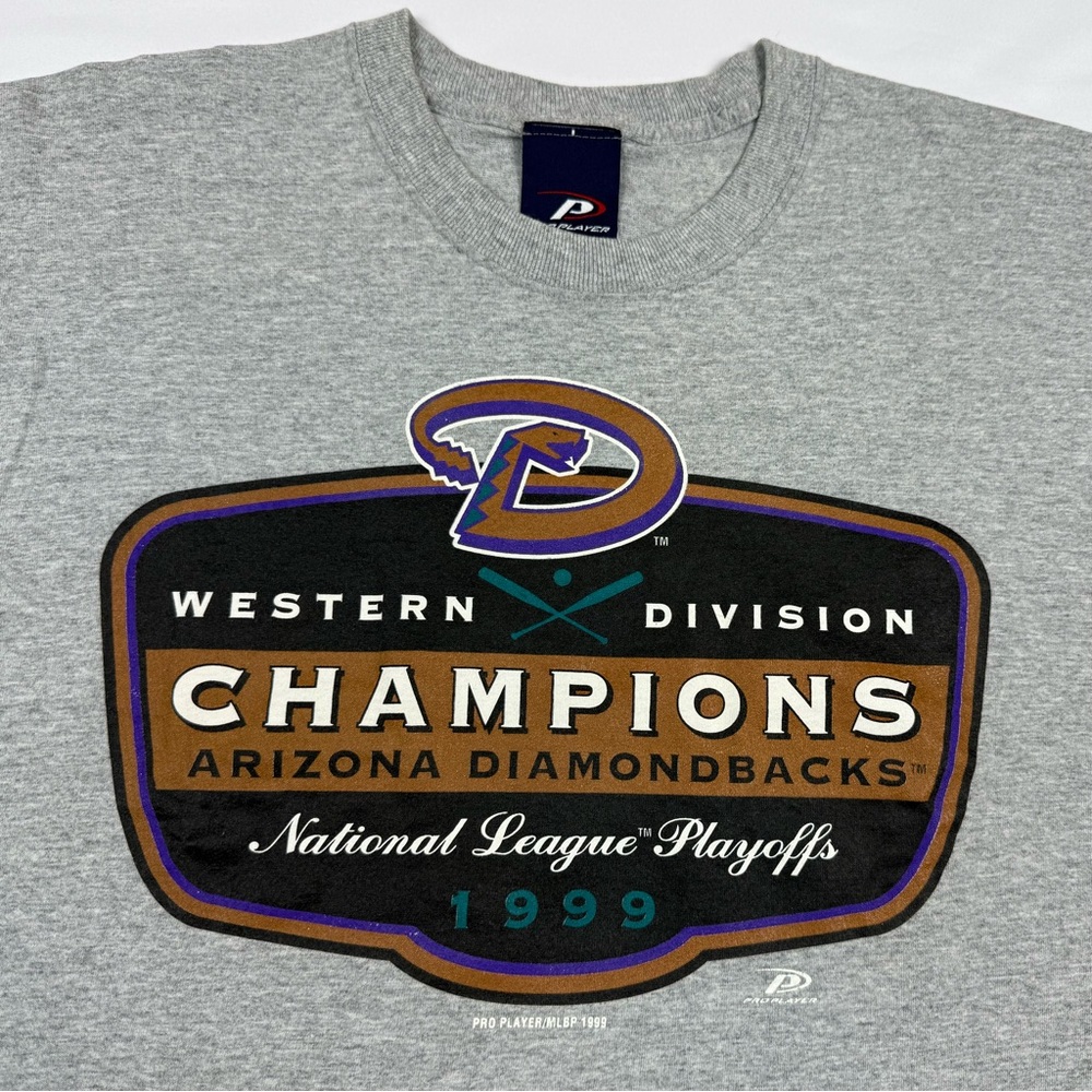Vtg Pro Player Arizona Diamondbacks Mens T-Shirt Sz Large 90s Playoffs Grey A3